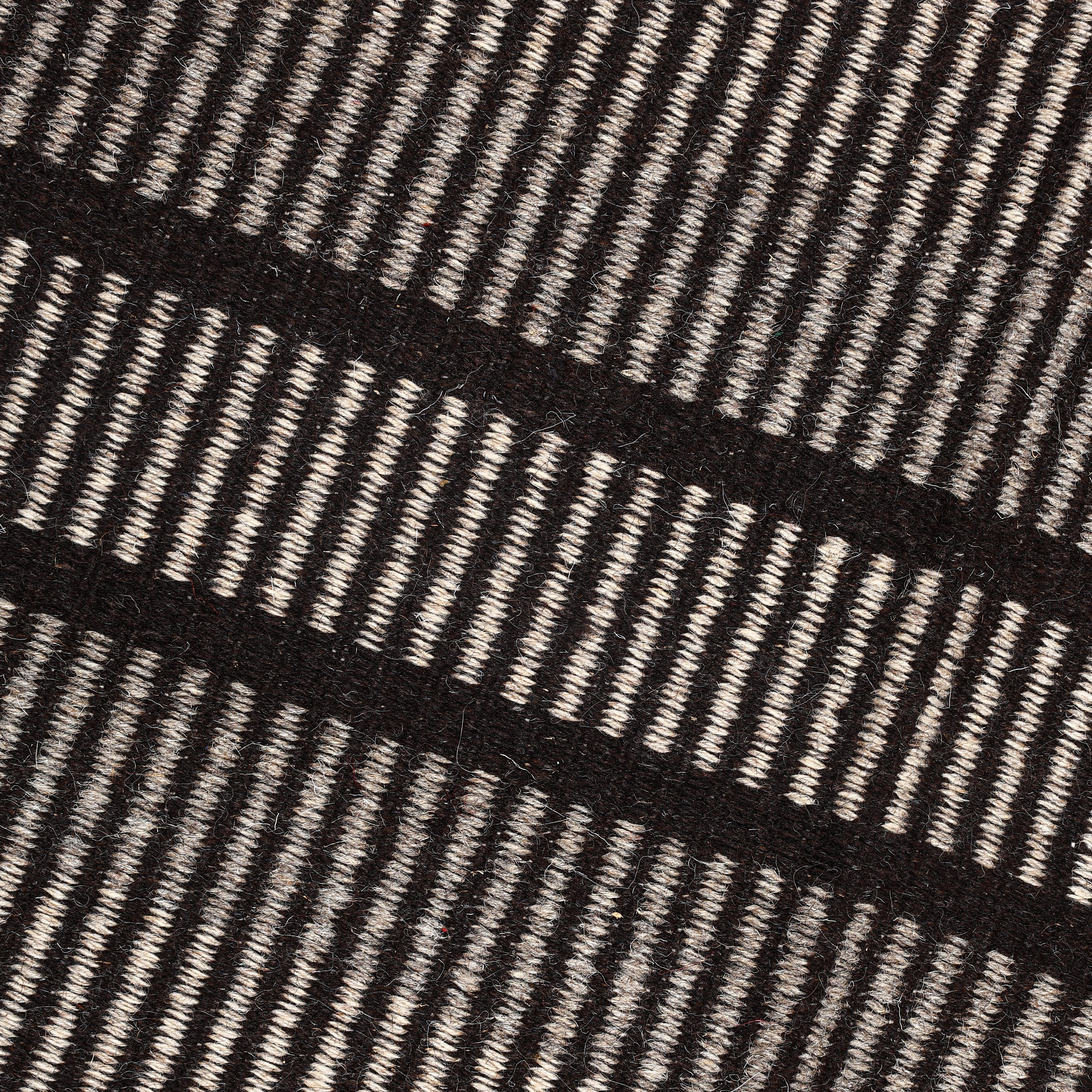 Woolen Mat—Black Colour— Stripe Pattern - Natriel