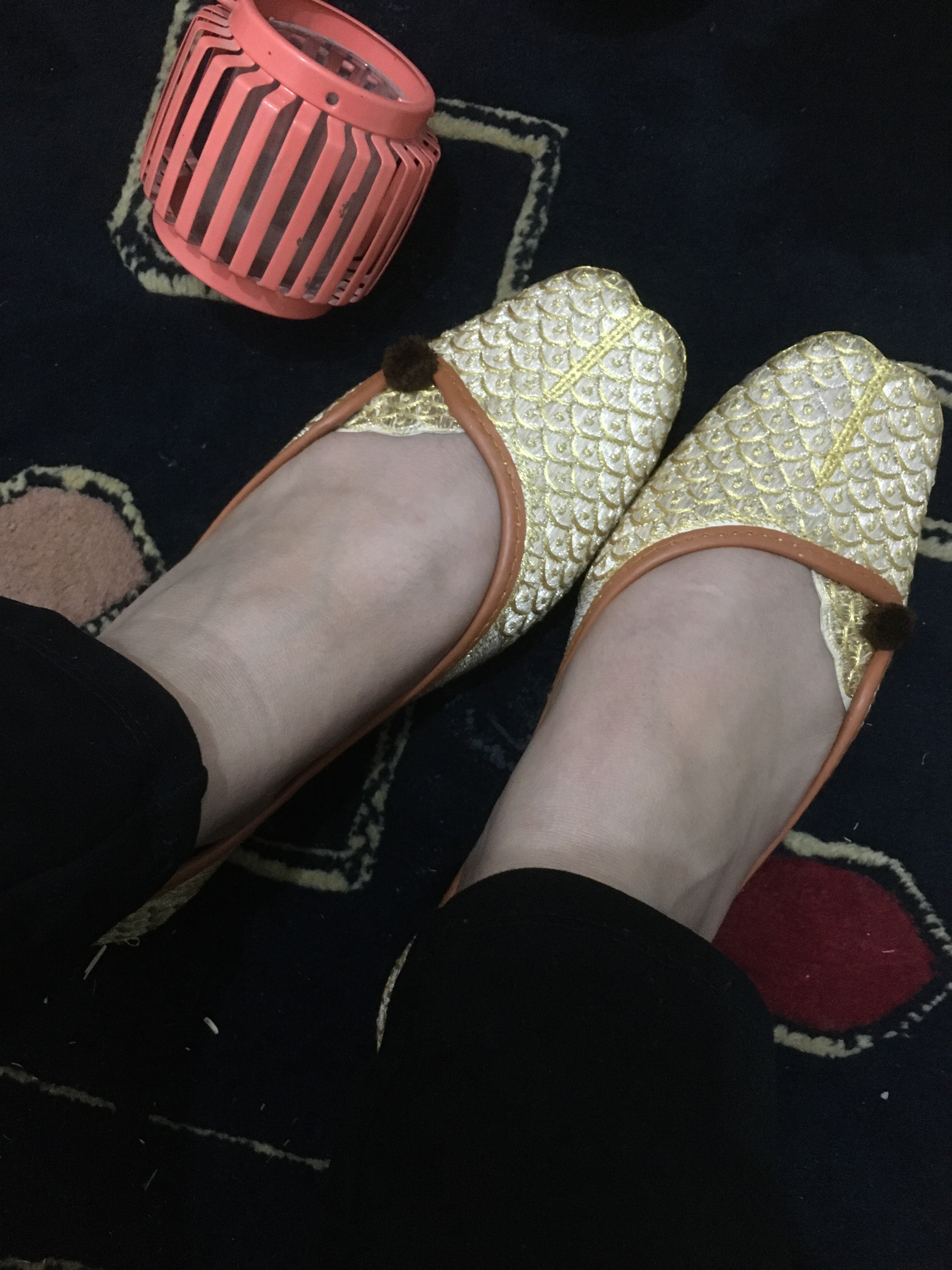 Women's Golden Embroidered Indian Handcrafted Ethnic Comfort Footwear