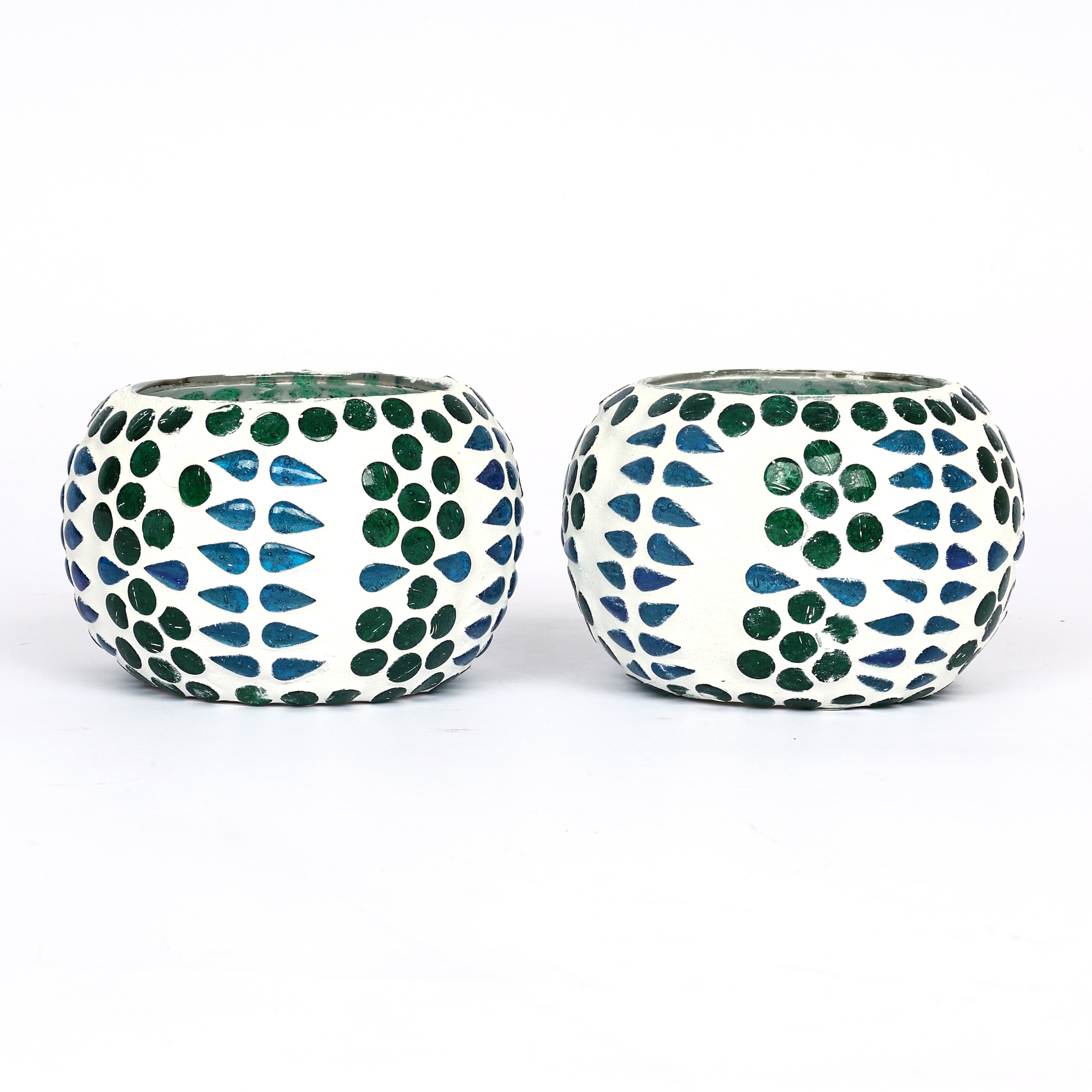 Handcrafted Mosaic T-light Holders – Set of 2 - Natriel