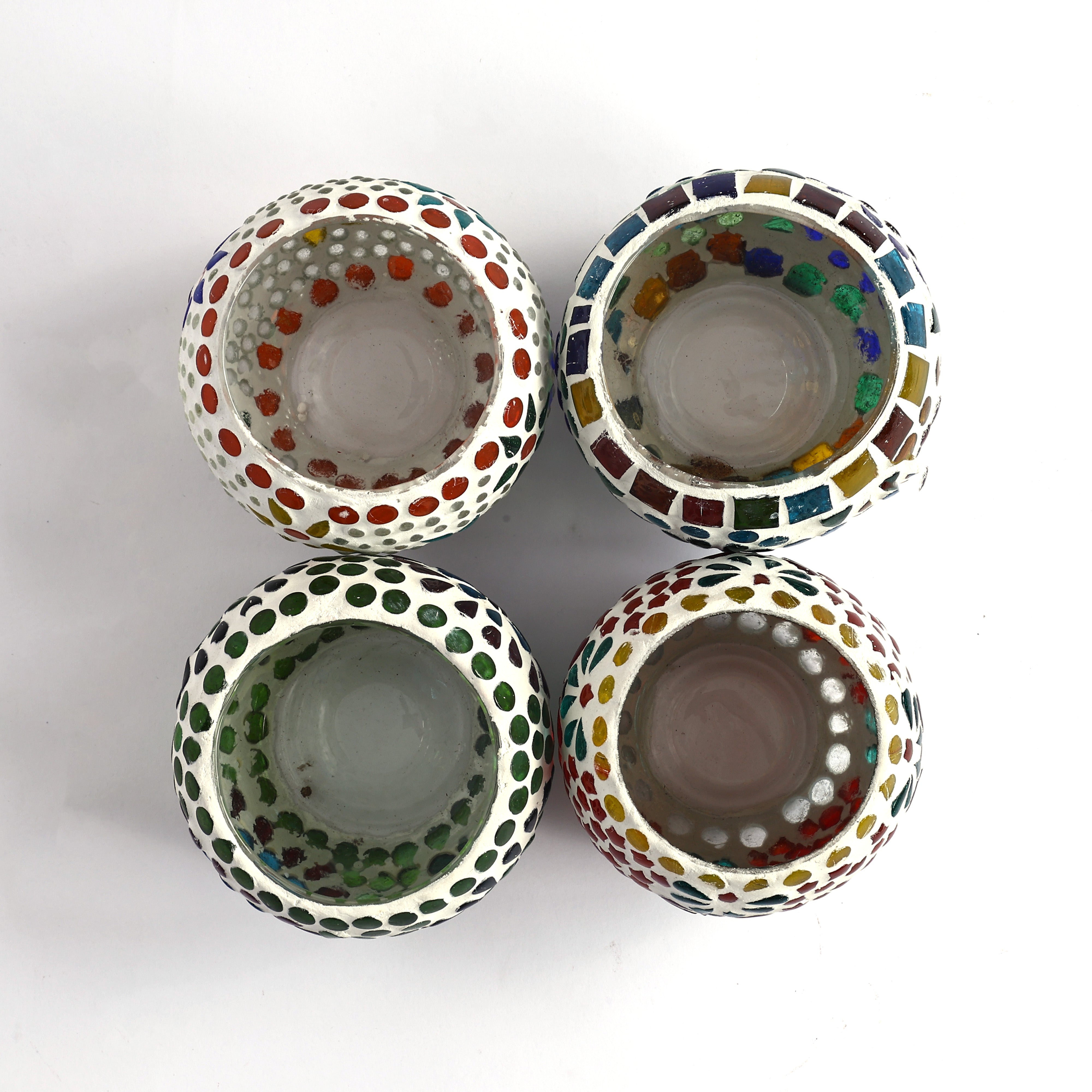 Multicolour Mosaic T-light Holders – Set of 4 - Natriel