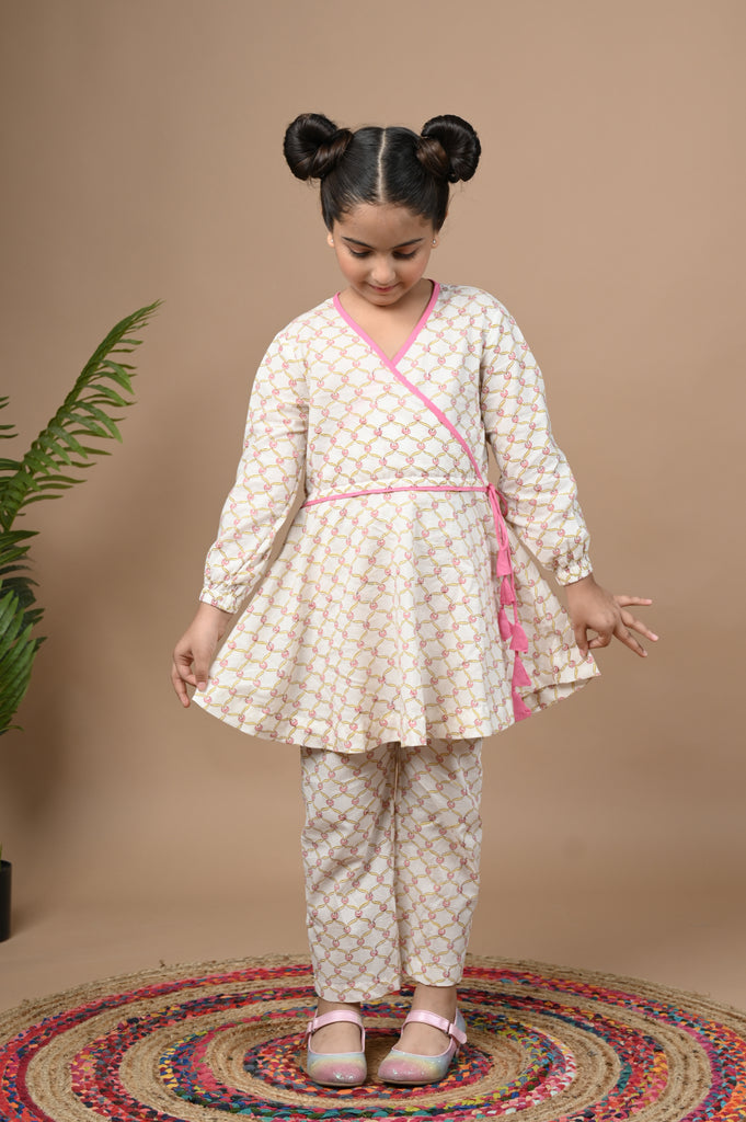 Girl's Kathakkali Style Peplum Kurta And Pant Set