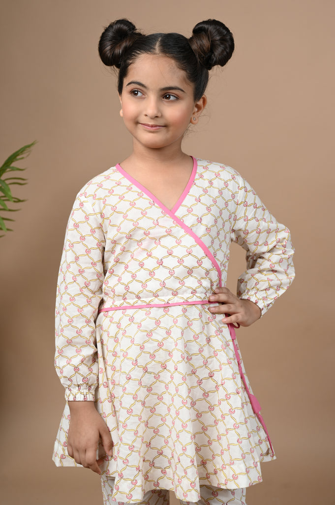 Girl's Kathakkali Style Peplum Kurta And Pant Set