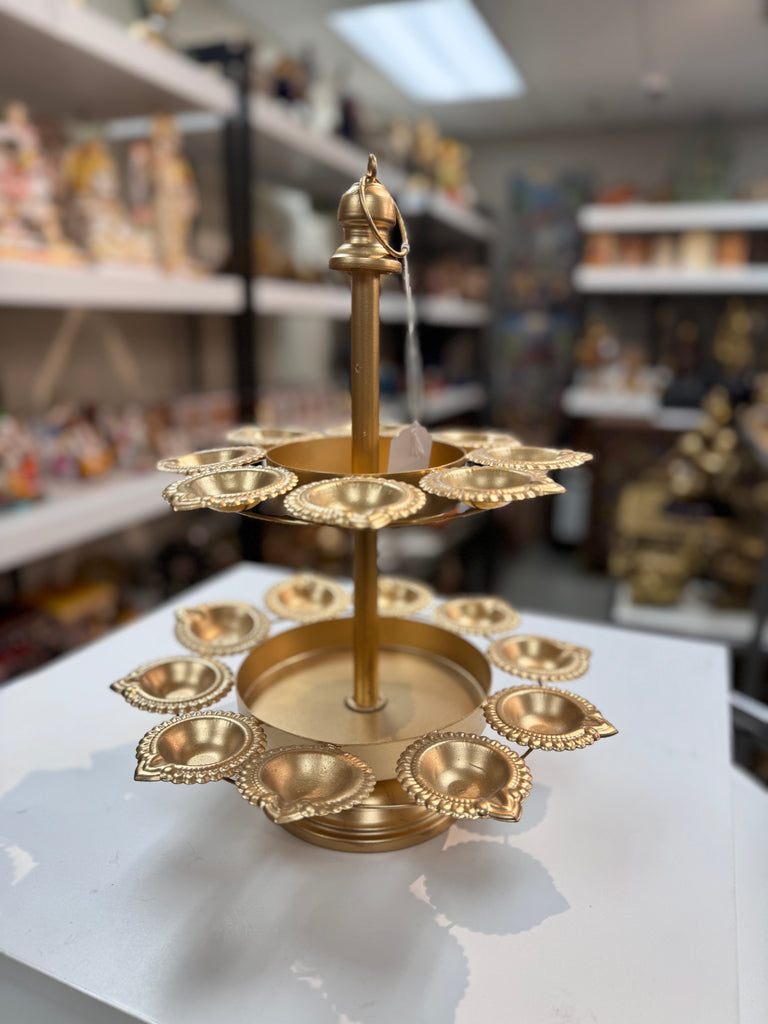 Iron 2-Layer Display Stand – Decorative Tiered Stand for Home & Puja