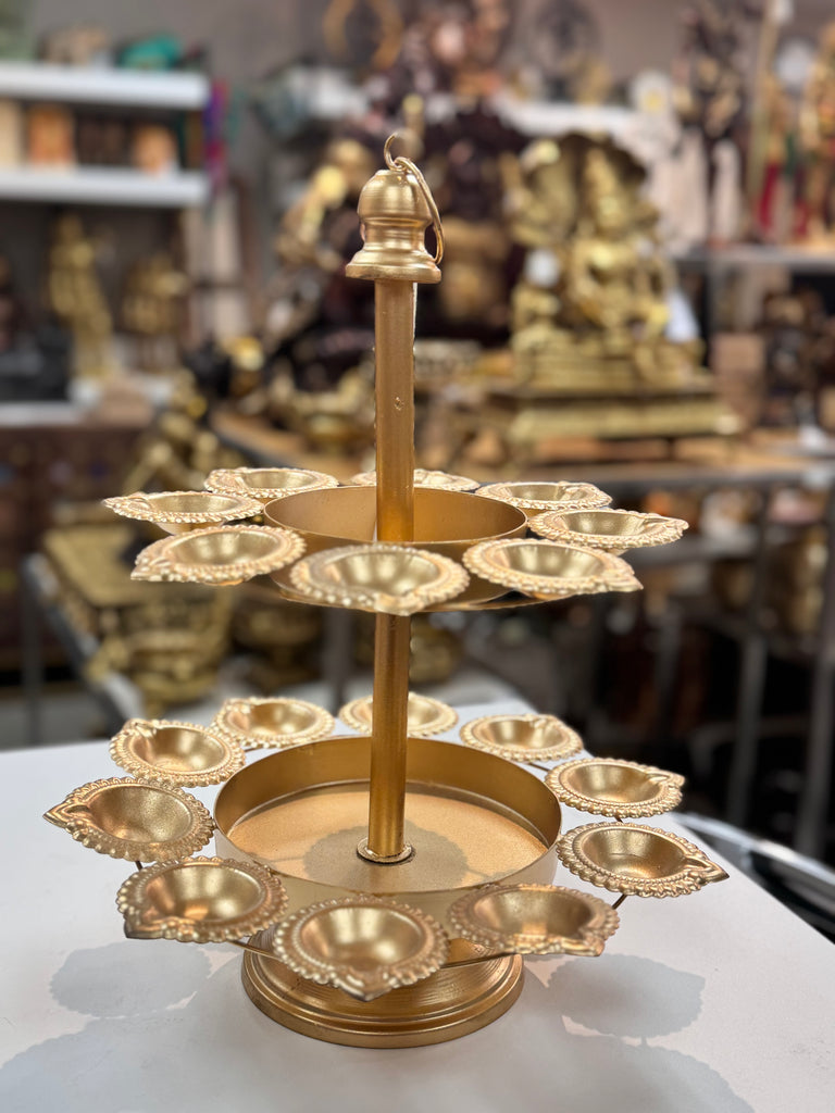 Iron 2-Layer Display Stand – Decorative Tiered Stand for Home & Puja