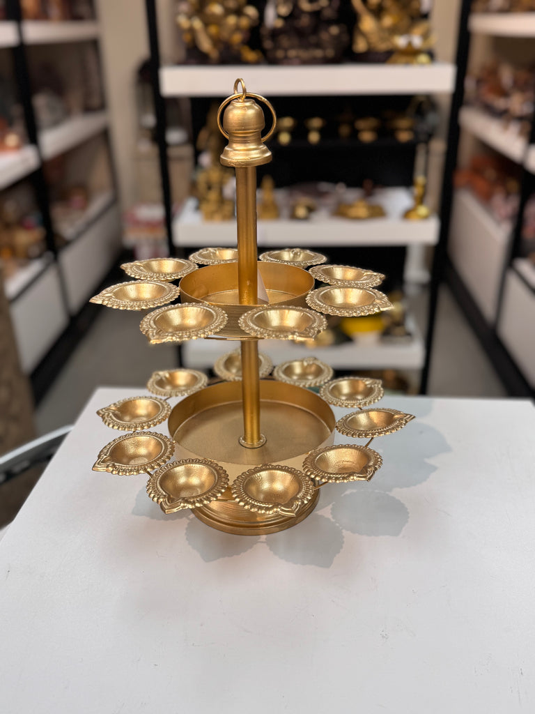 Iron 2-Layer Display Stand – Decorative Tiered Stand for Home & Puja