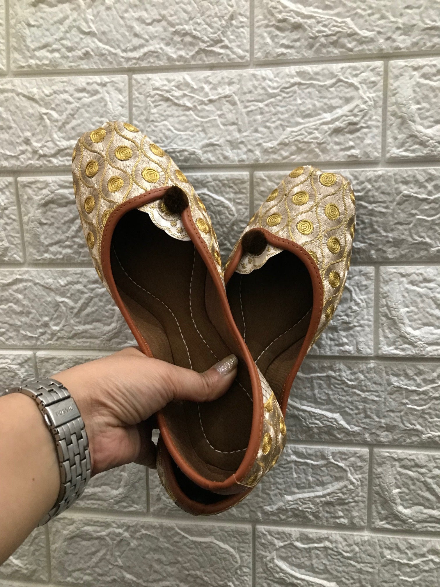 Women's Golden Embroidered Indian Handcrafted Ethnic Comfort Footwear