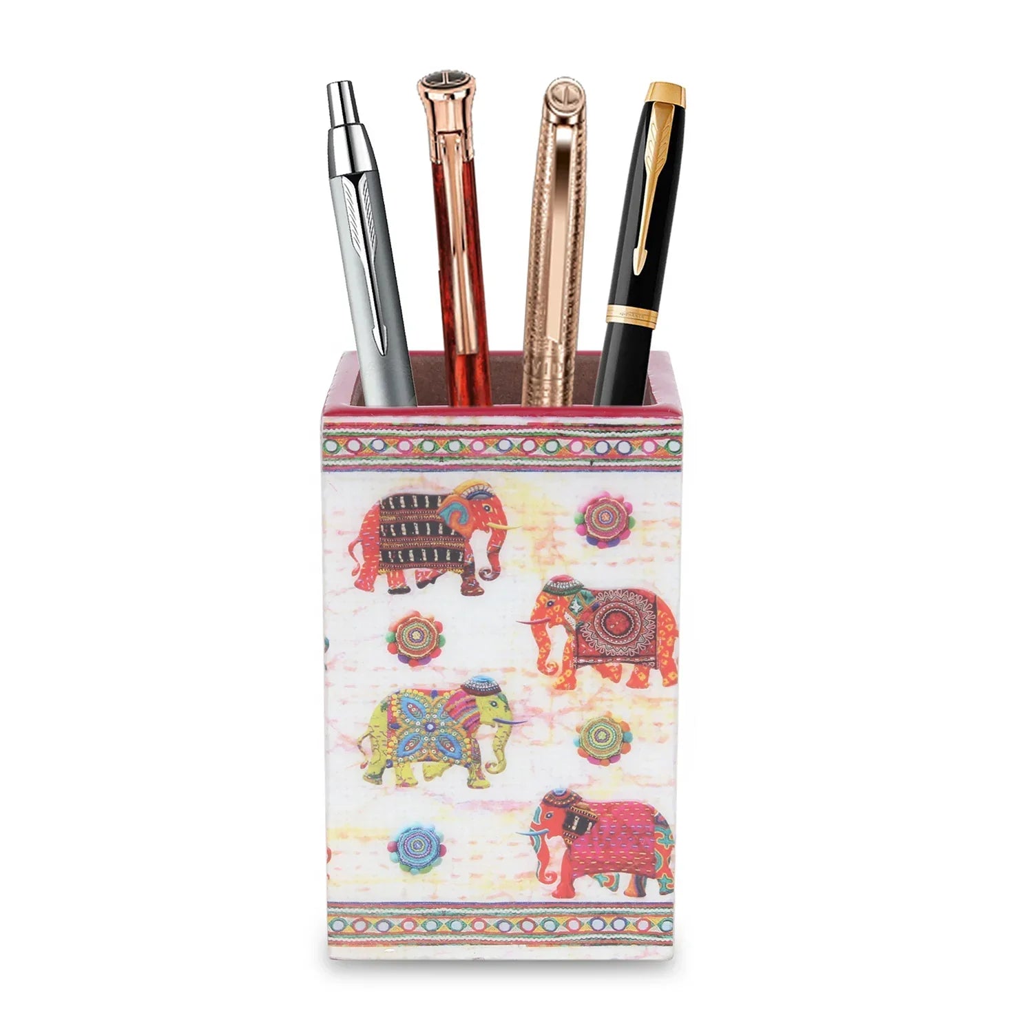 Colourful Elephants Pen Holder By Trendia Decor