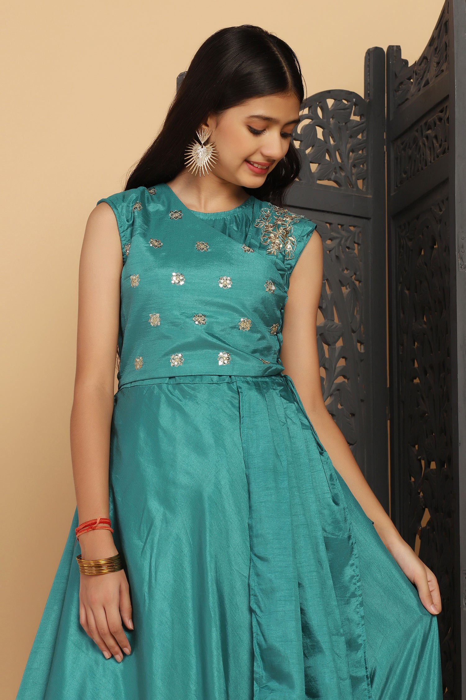 Girl's Rama Dola Silk Wrap Style Maxi Dresses - Fashion Dream