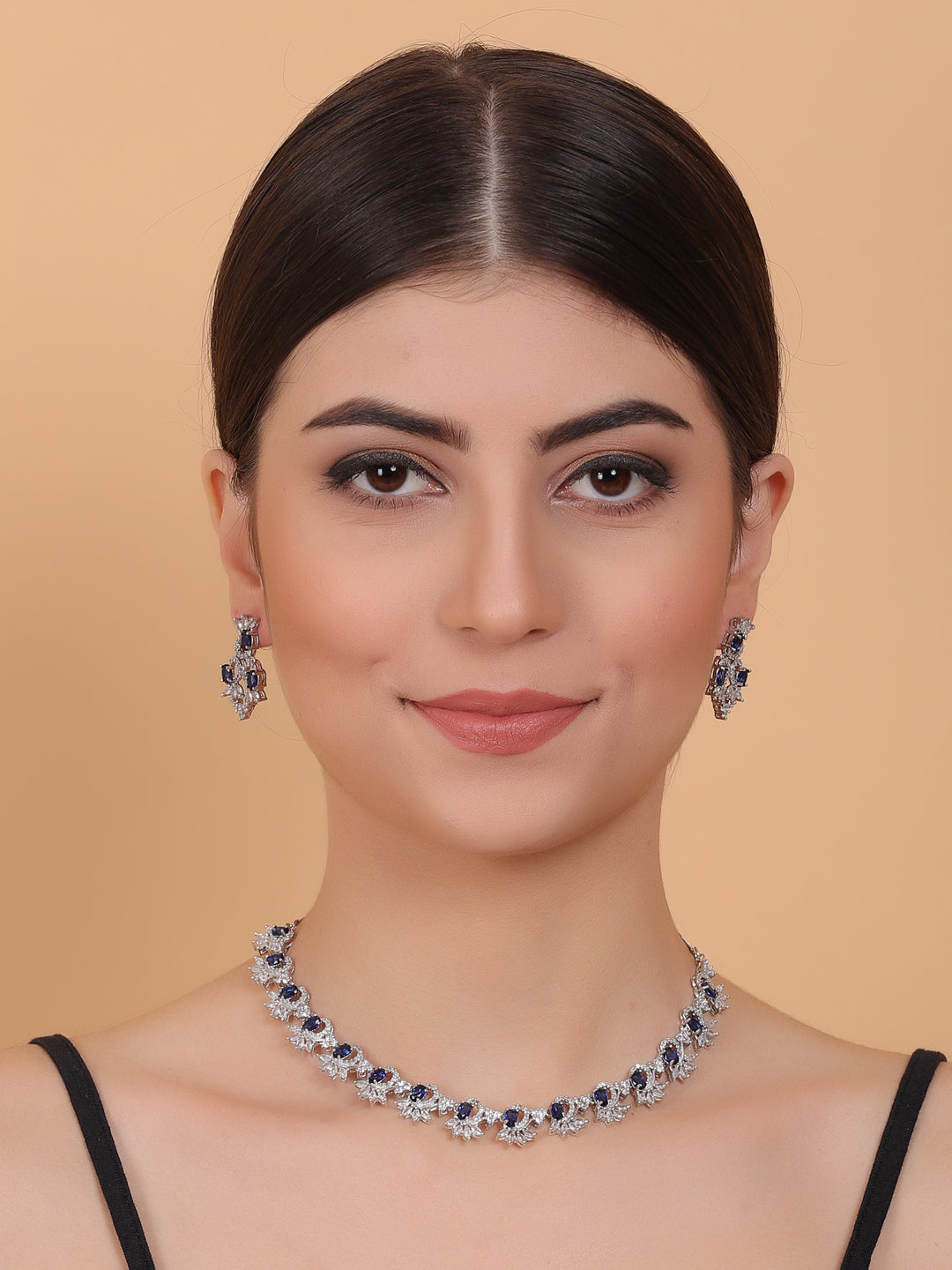 Women's Graceful American Diamond Necklace Set with Earrings