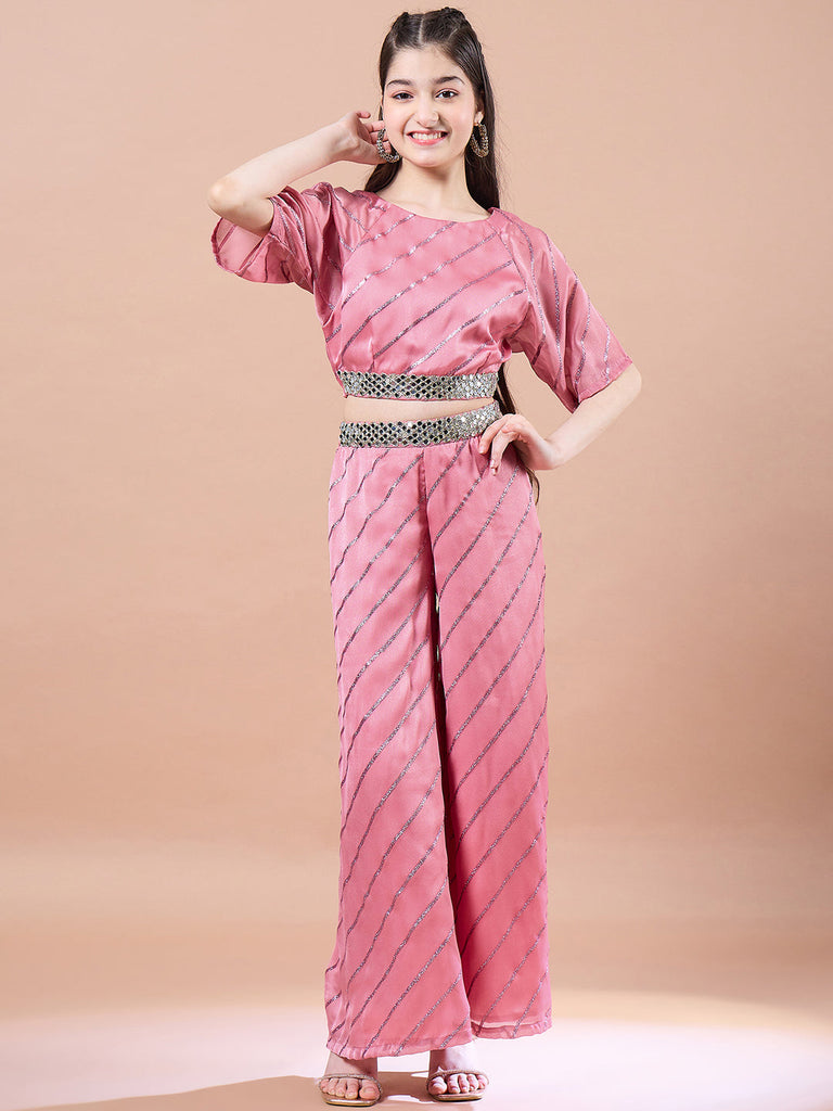 Girls Striped Top With Pyjamas