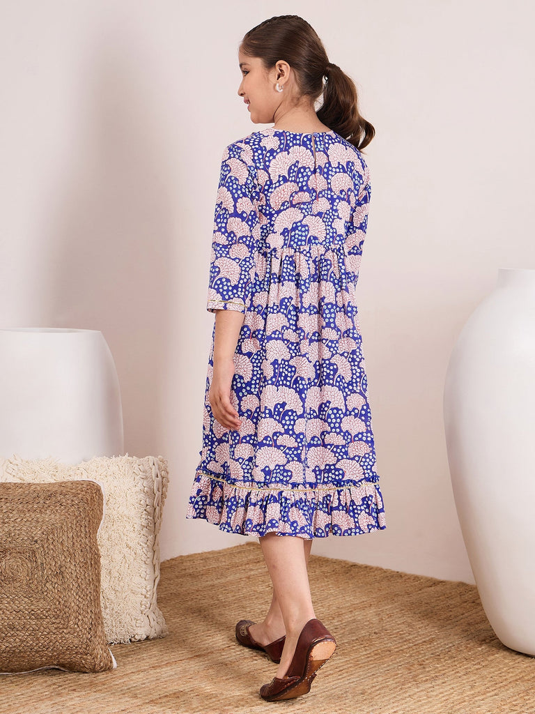Girls Ethnic Motifs Print Fit & Flare Dress
