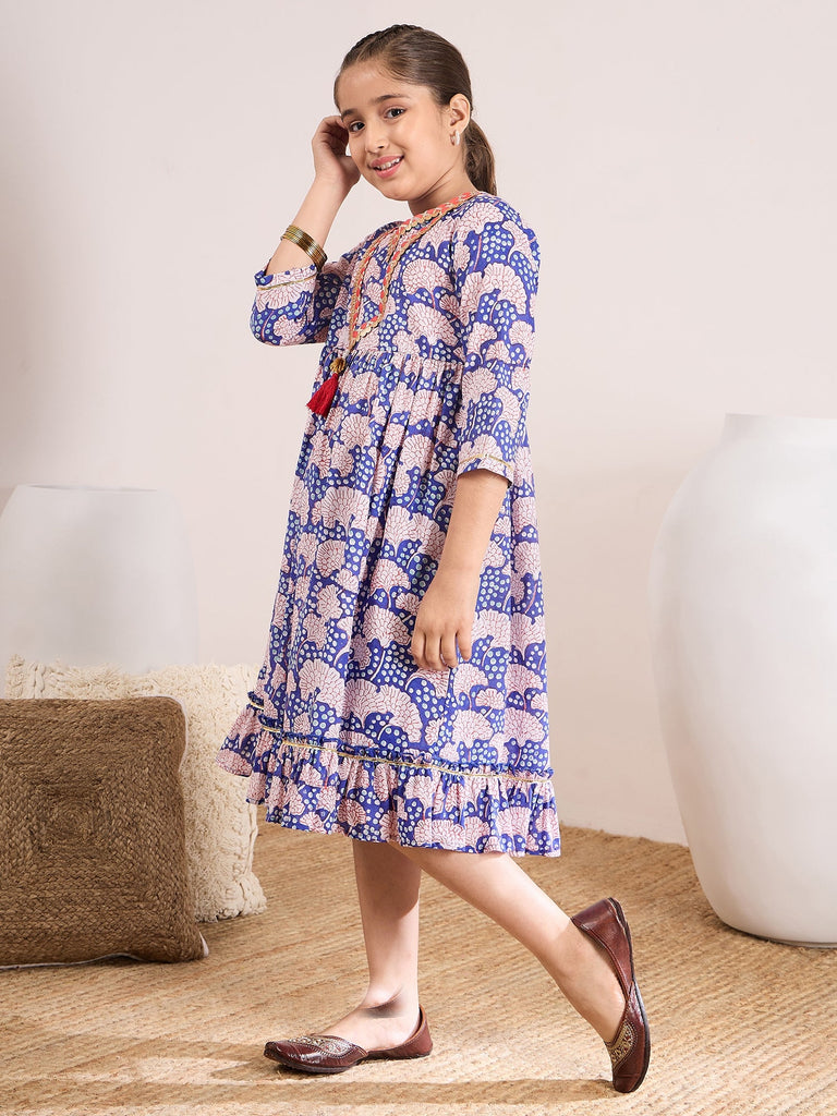 Girls Ethnic Motifs Print Fit & Flare Dress