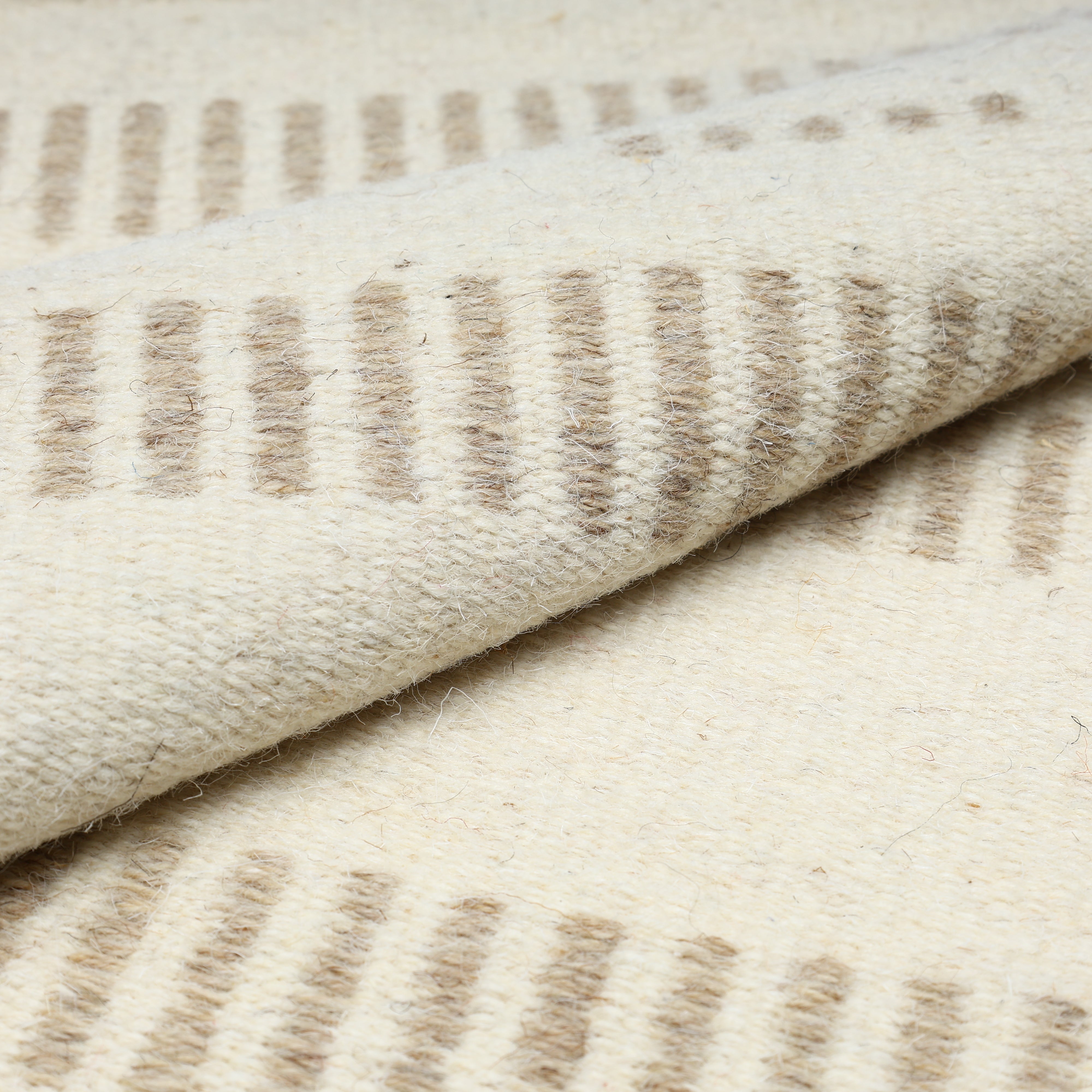 Ivory and Cream Handwoven Jawaja Durrie - Abstract Pattern