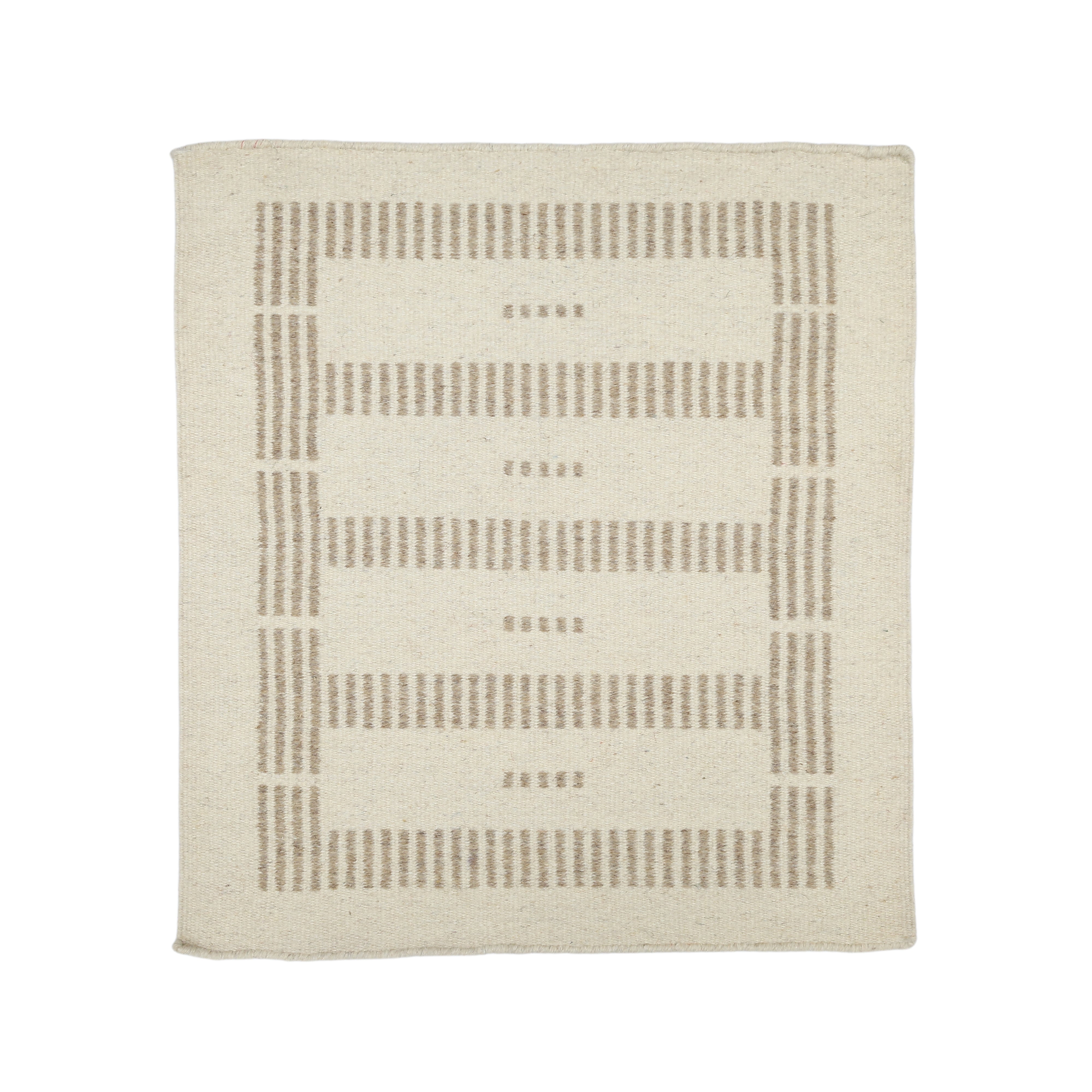 Ivory and Cream Handwoven Jawaja Durrie - Abstract Pattern