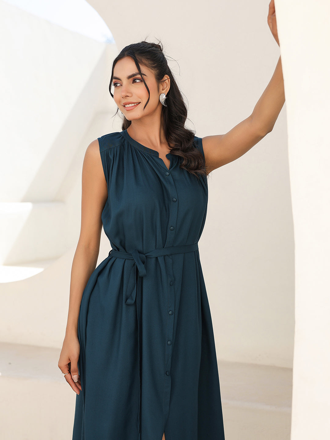 Women's Teal A-Line Rayon Dress Green / M | Trendia Global Women's Teal A-Line Rayon Dress Green / M | Trendia Global