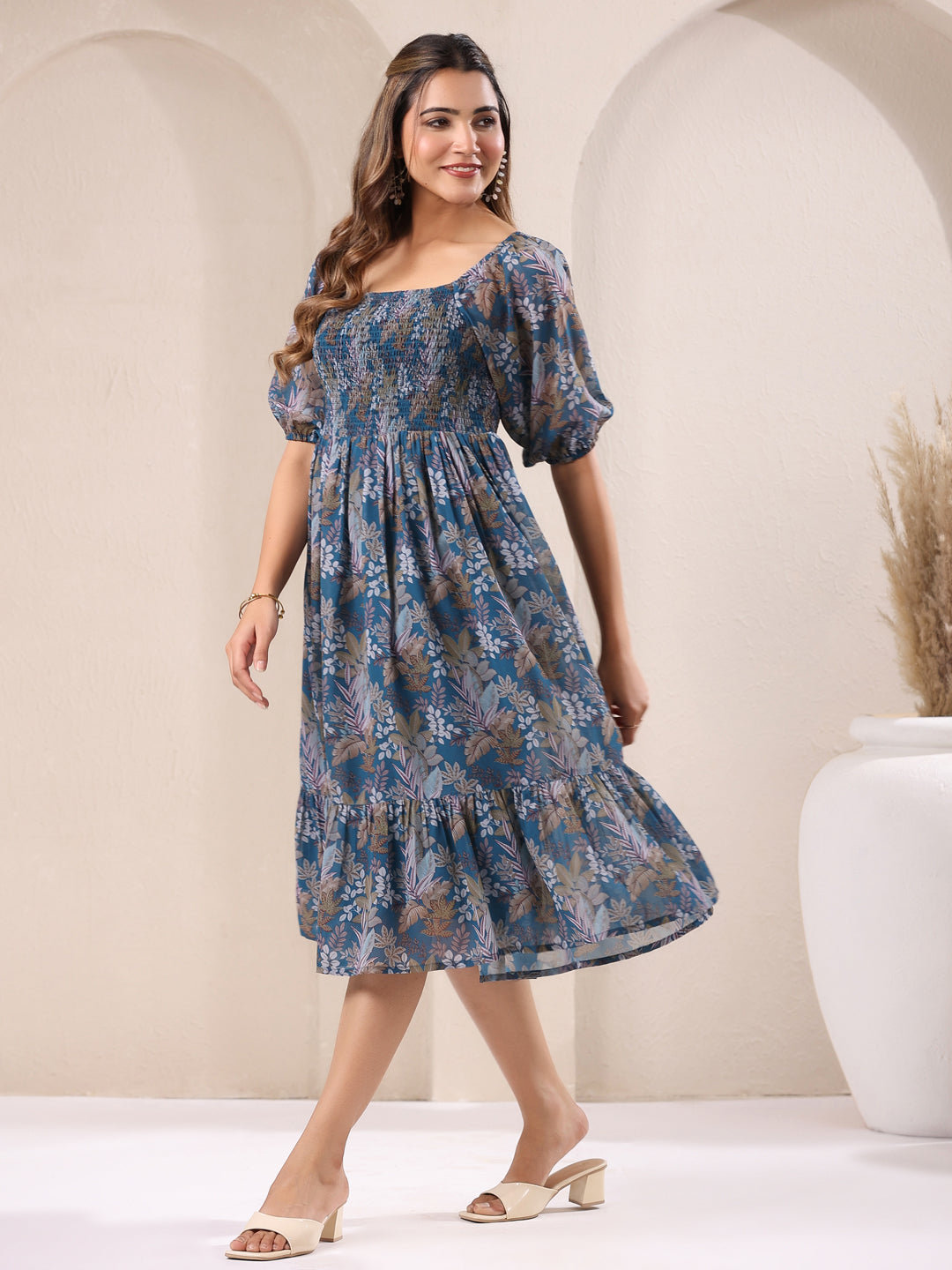 Women's Teal A-Line Georgette Dress Green / L | Trendia Global Women's Teal A-Line Georgette Dress Green / L | Trendia Global