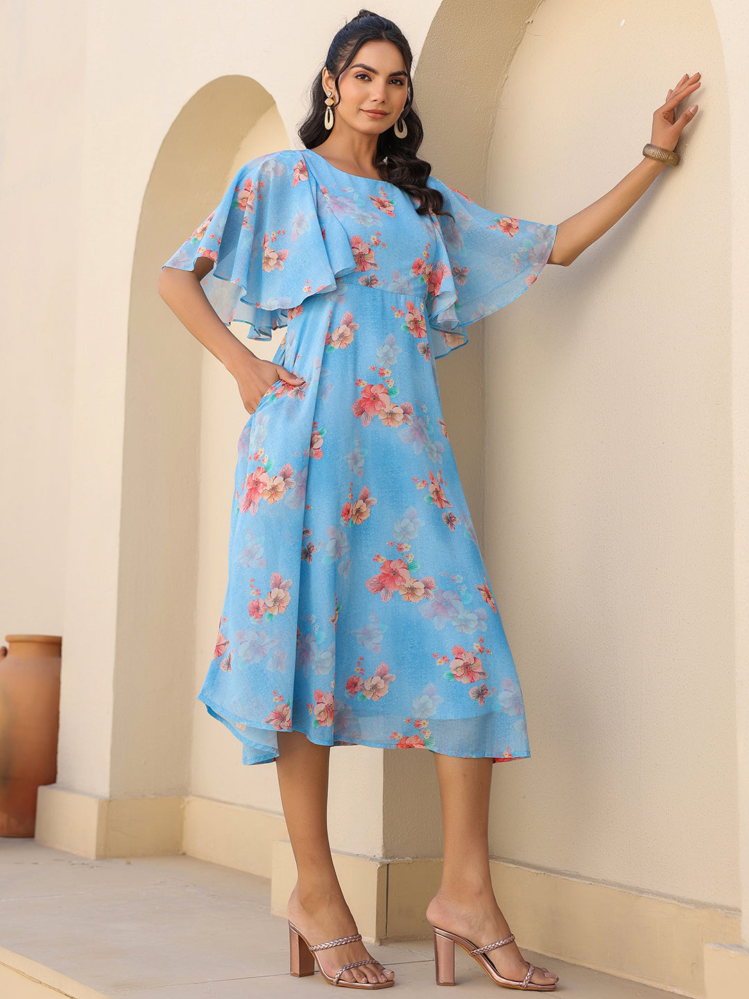 Women's Blue A-Line Georgette Dress Blue / 2XL | Trendia Global Women's Blue A-Line Georgette Dress Blue / 2XL | Trendia Global