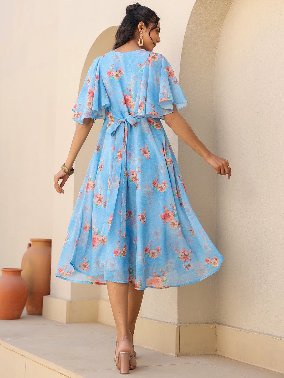 Women's Blue A-Line Georgette Dress Blue / 2XL | Trendia Global Women's Blue A-Line Georgette Dress Blue / 2XL | Trendia Global