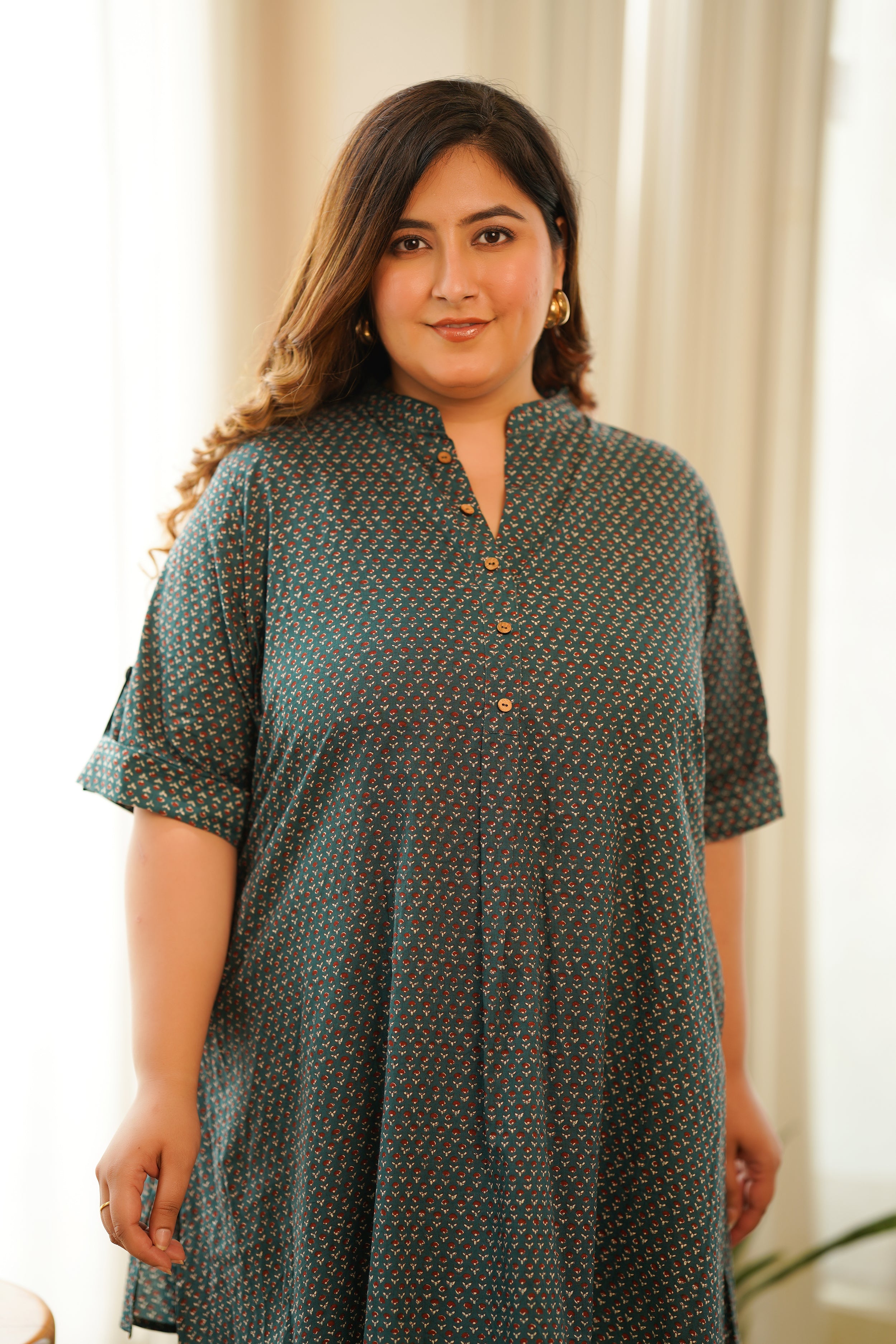 Women's Pine Green Booti Buttondown Co-Ord Set - Nangalia Ruchira