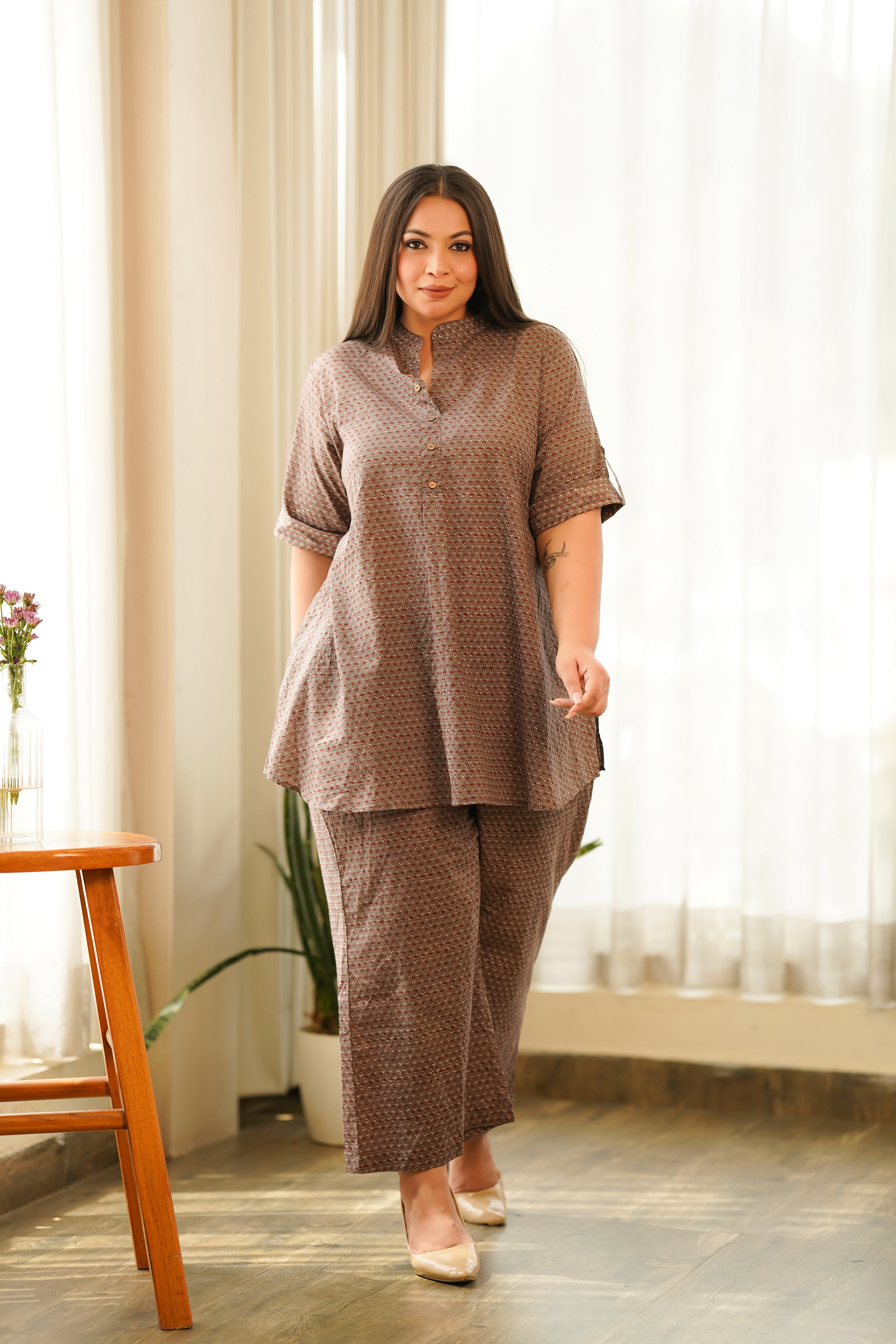 Women's Taupe Brown Booti Co-Ord Set - Nangalia Ruchira