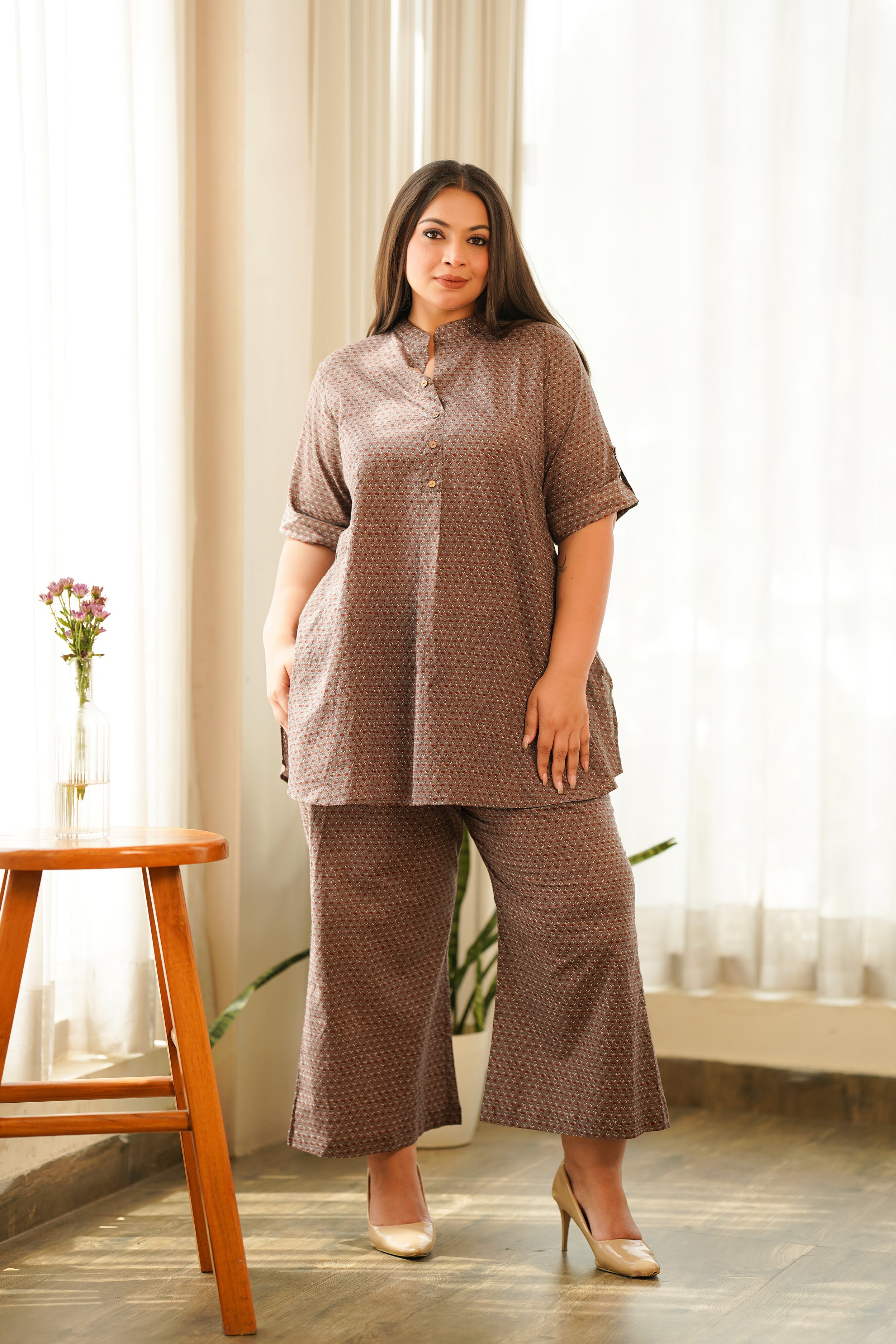 Women's Taupe Brown Booti Co-Ord Set - Nangalia Ruchira