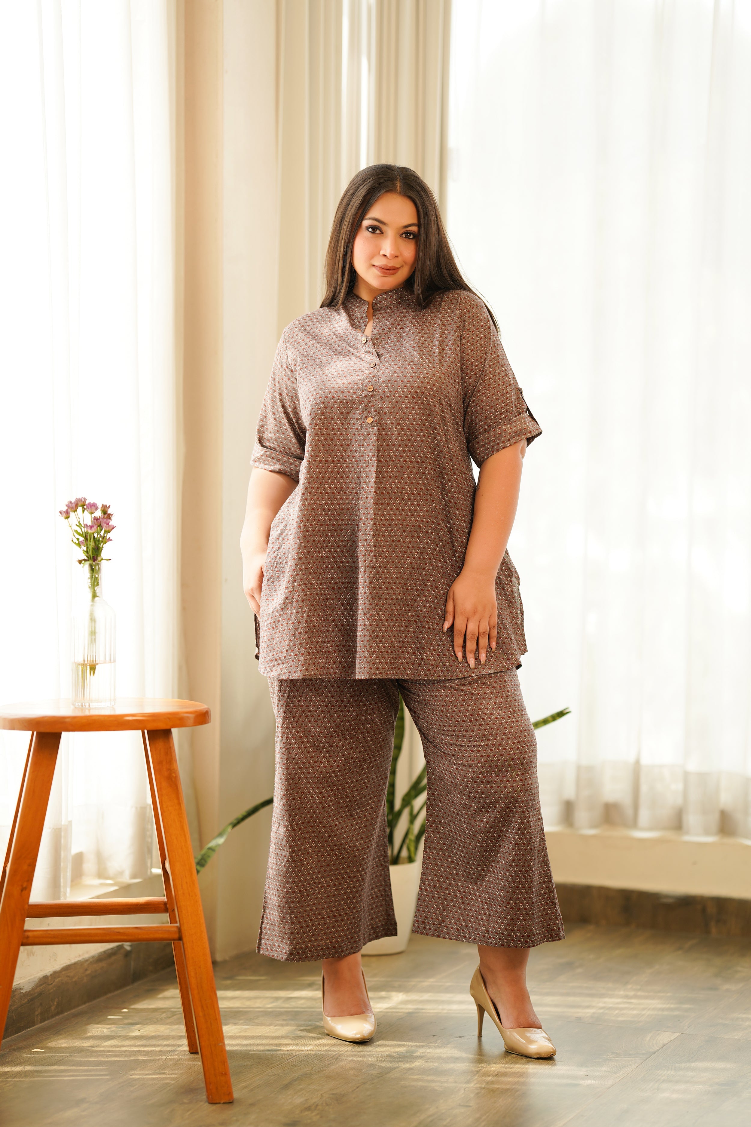 Women's Taupe Brown Booti Co-Ord Set - Nangalia Ruchira