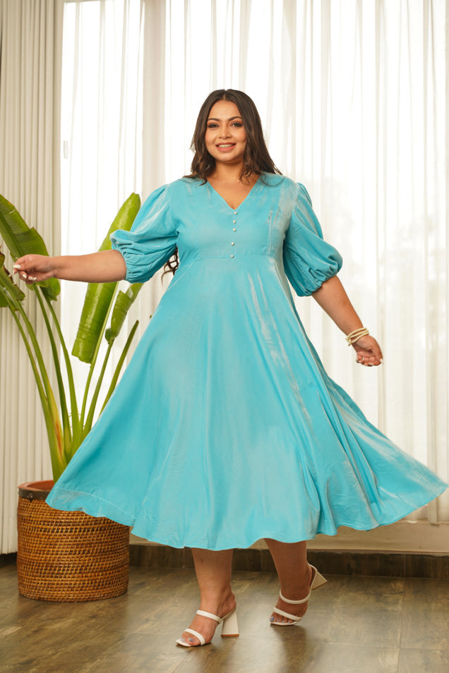 Women's Turq Princess Dress - Nangalia Ruchira