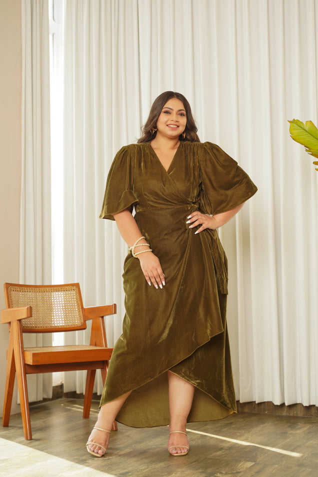Women's Olivia Velvet V-Neck Wrap Gown - Nangalia Ruchira