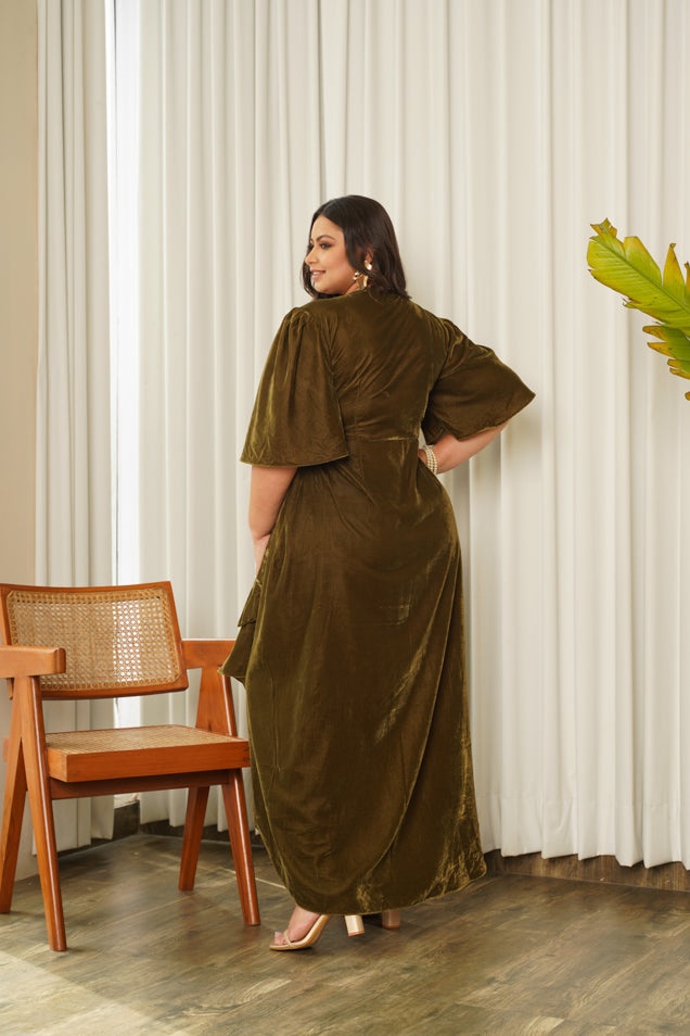 Women's Olivia Velvet V-Neck Wrap Gown - Nangalia Ruchira