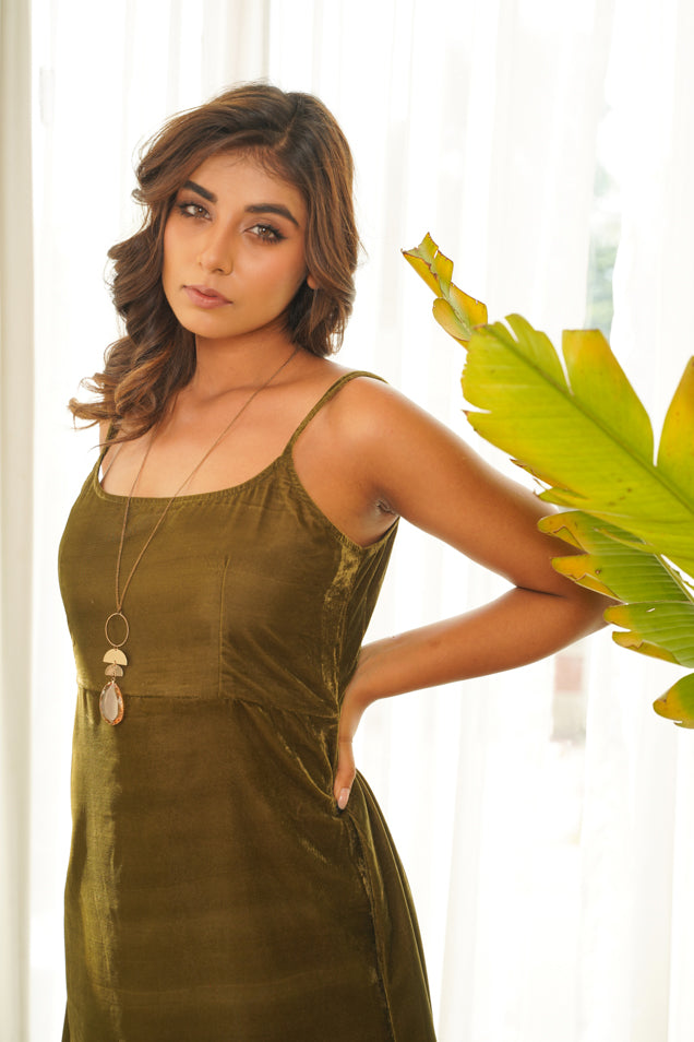 Women's Olivia Velvet Strappy Dress - Nangalia Ruchira