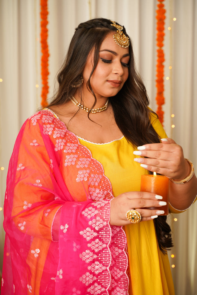 Women's Rosemary Yellow Anarkali - Nangalia Ruchira