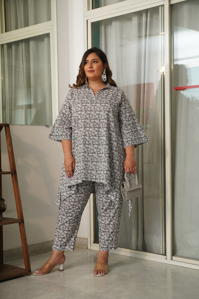 Women's Grey Cotton Co-Ord Set