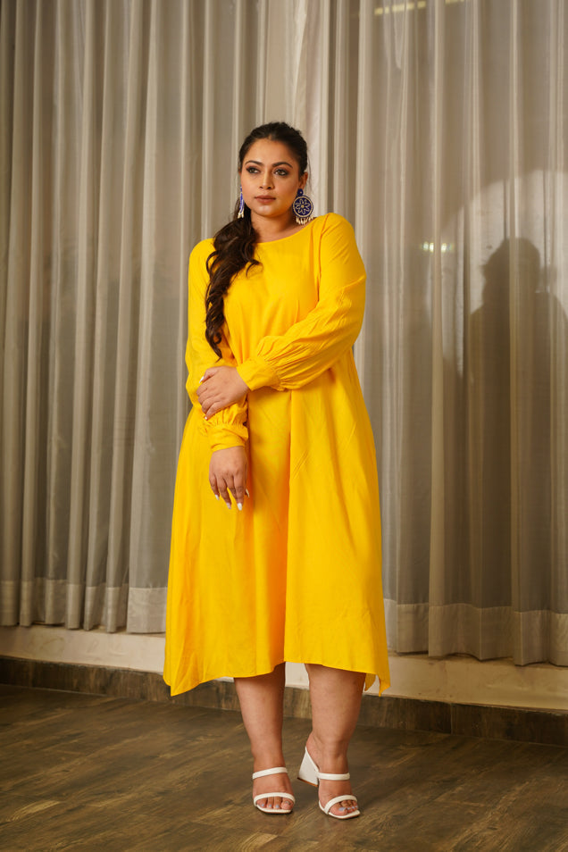 Women's Yellow Hi-Lo Dress - Nangalia Ruchira