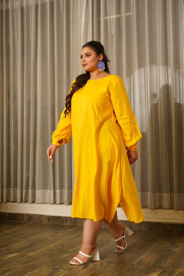 Women's Yellow Hi-Lo Dress - Nangalia Ruchira