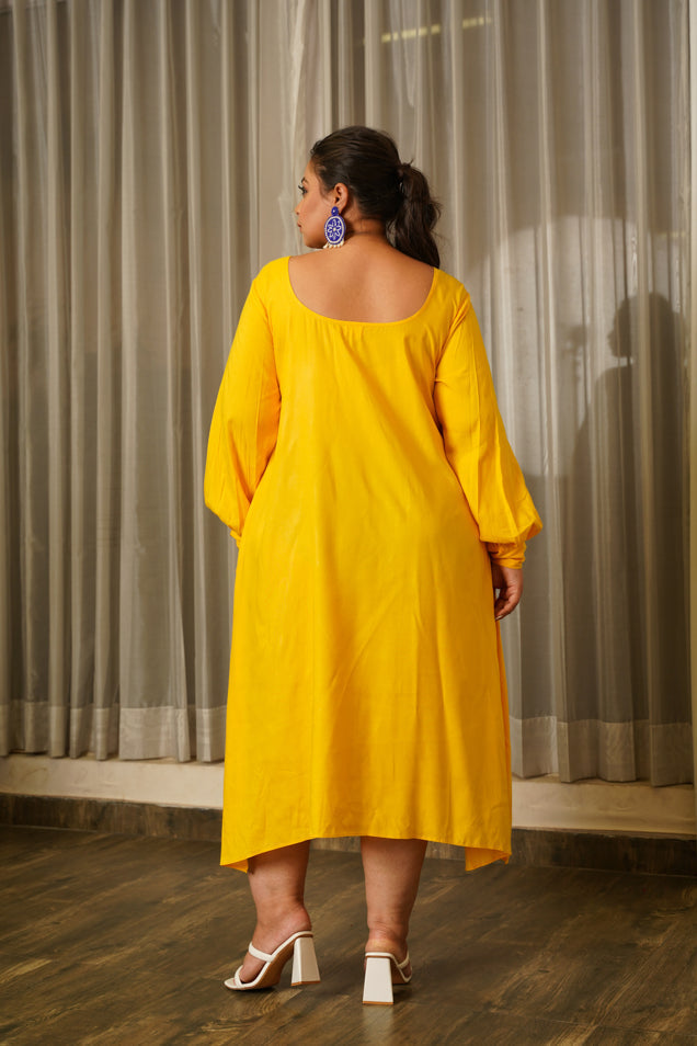 Women's Yellow Hi-Lo Dress - Nangalia Ruchira