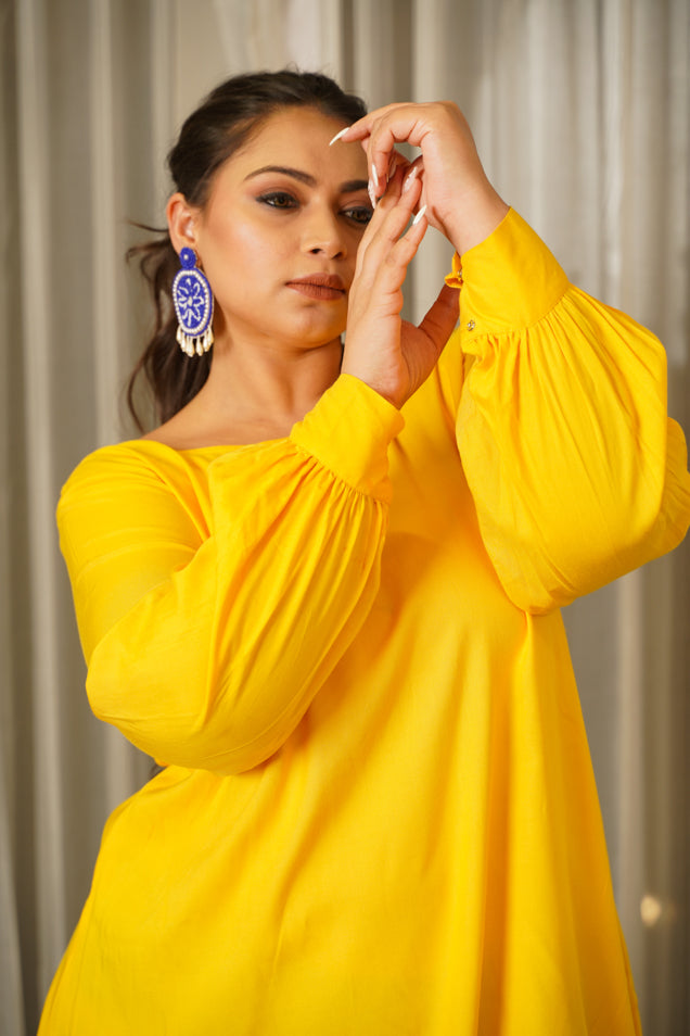 Women's Yellow Hi-Lo Dress - Nangalia Ruchira