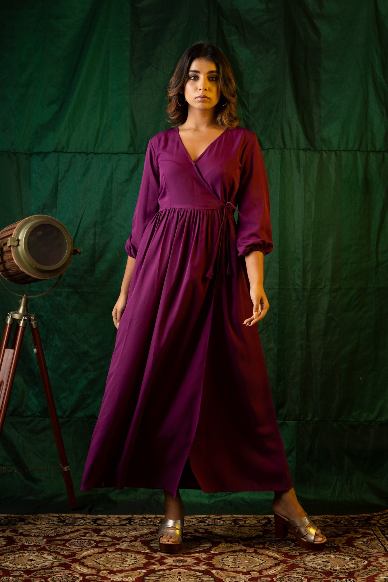 Women's Wine Wrap Gown - Nangalia Ruchira