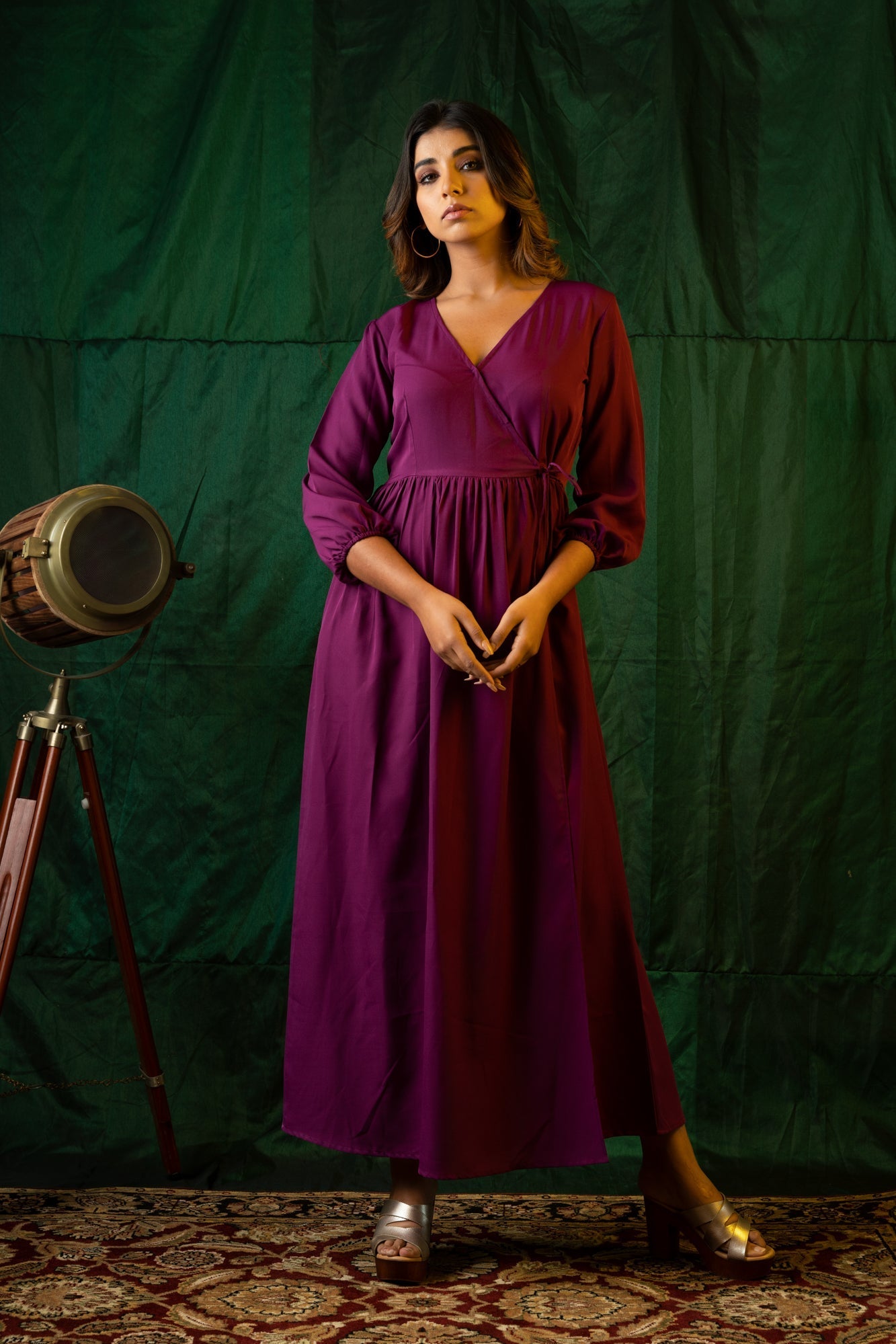 Women's Wine Wrap Gown - Nangalia Ruchira