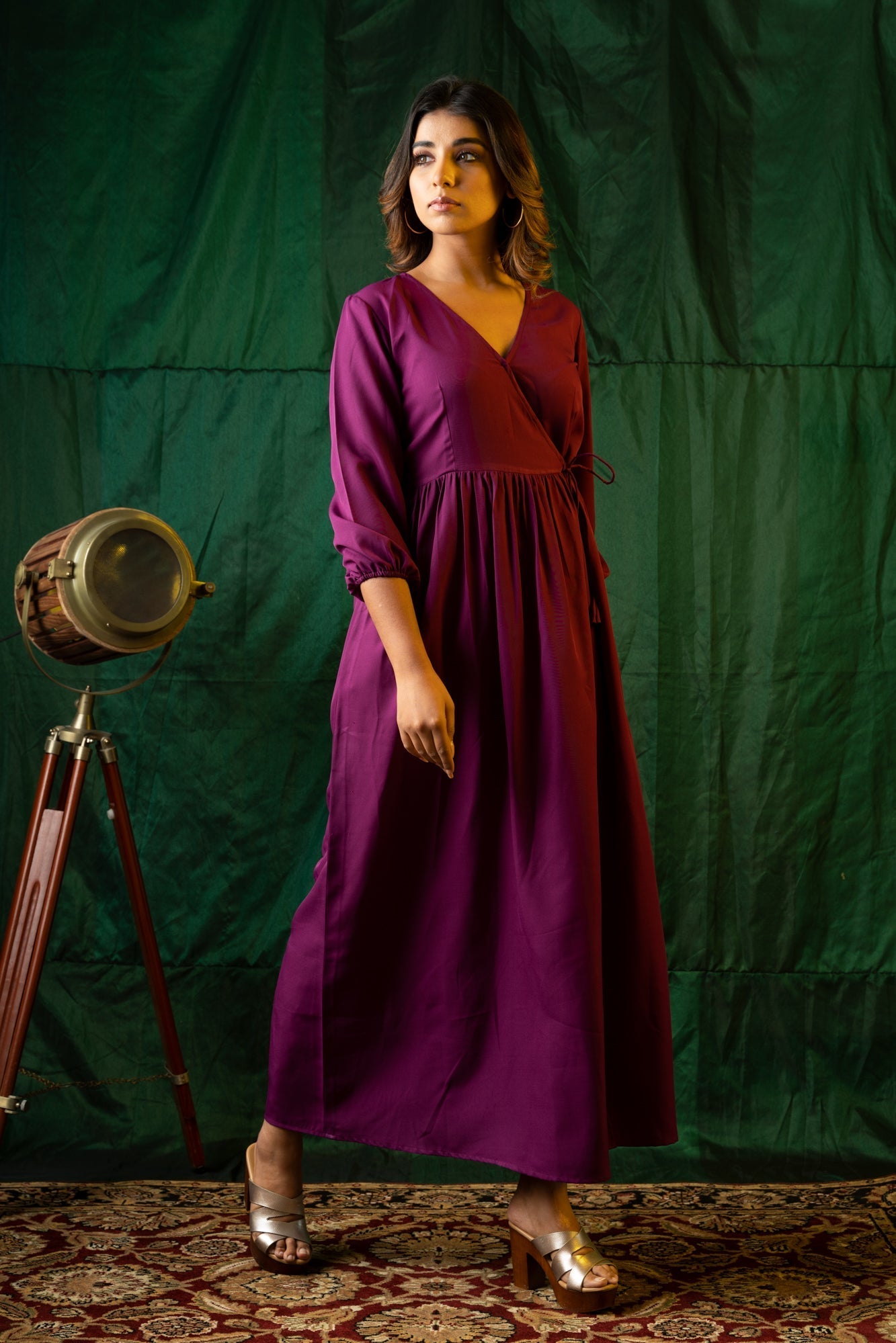 Women's Wine Wrap Gown - Nangalia Ruchira