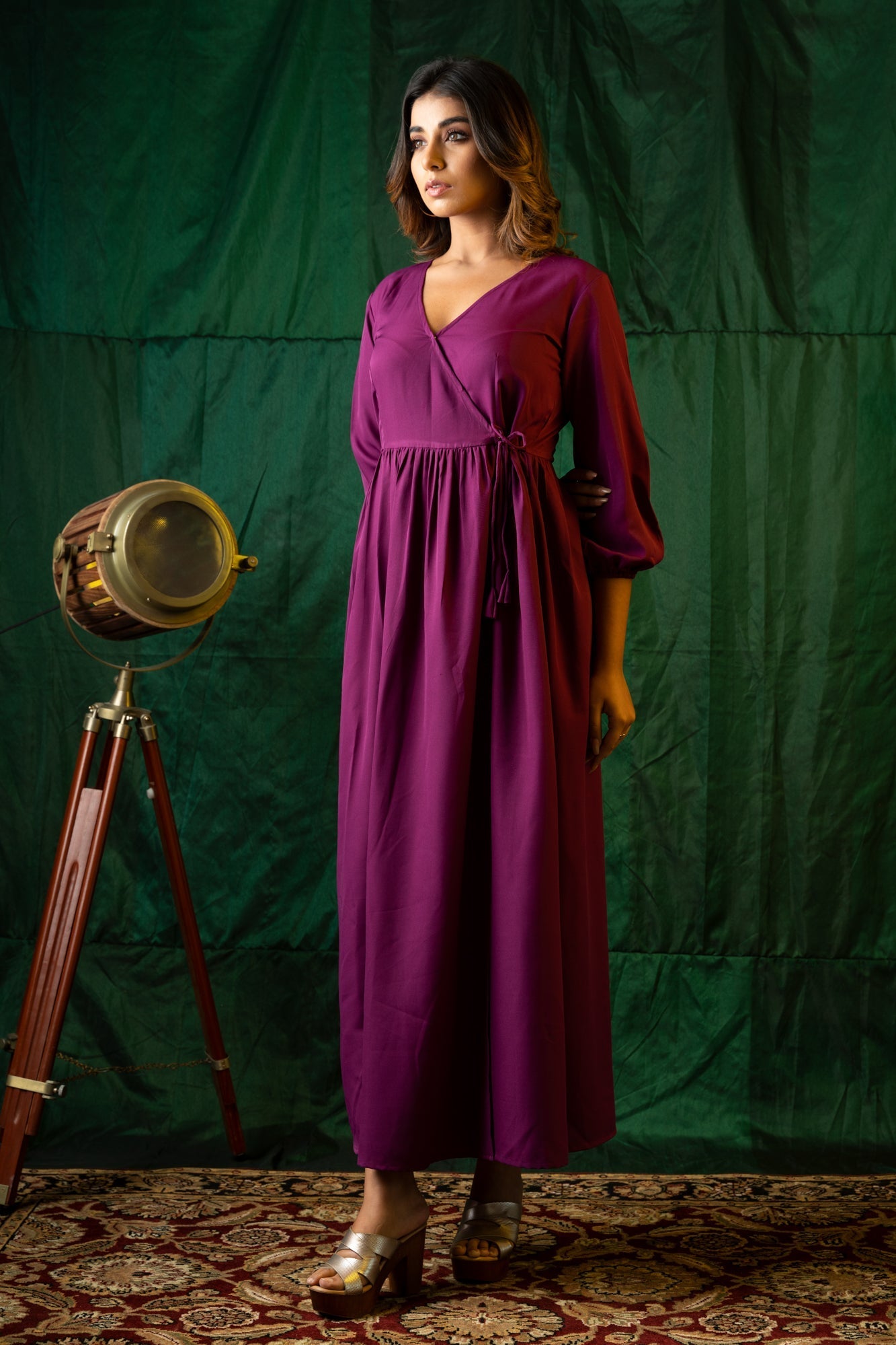 Women's Wine Wrap Gown - Nangalia Ruchira