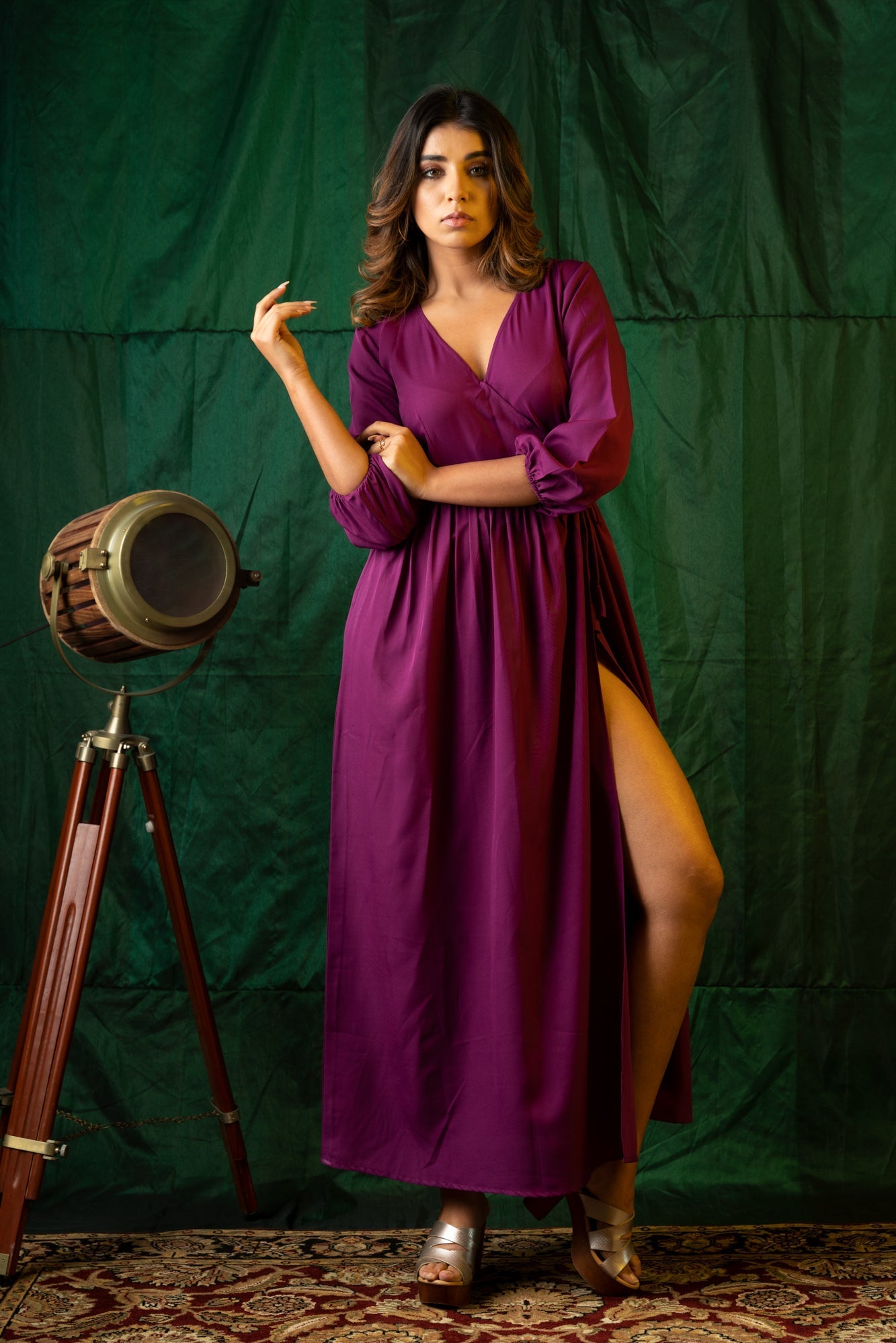 Women's Wine Wrap Gown - Nangalia Ruchira