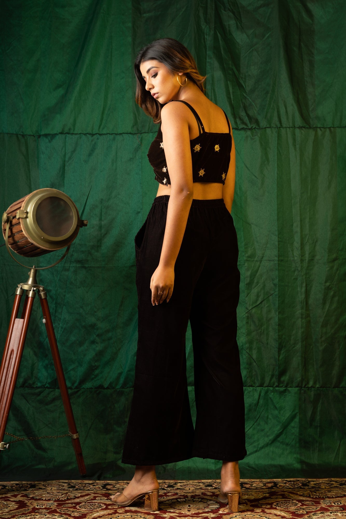Women's Brown Velvet Gold Bralet - Nangalia Ruchira