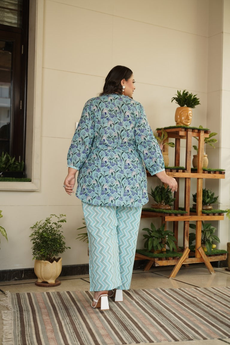 Women's Sky Blue Cotton Dress - Nangalia Ruchira