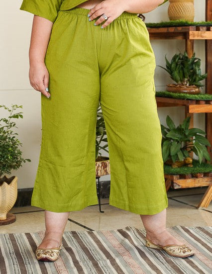Women's Forest Green Linen Culottes - Nangalia Ruchira