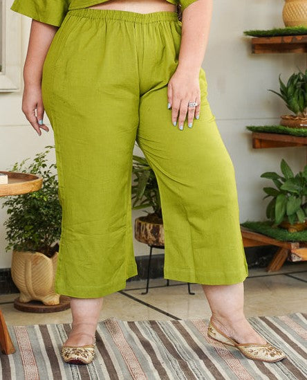 Women's Forest Green Linen Culottes - Nangalia Ruchira