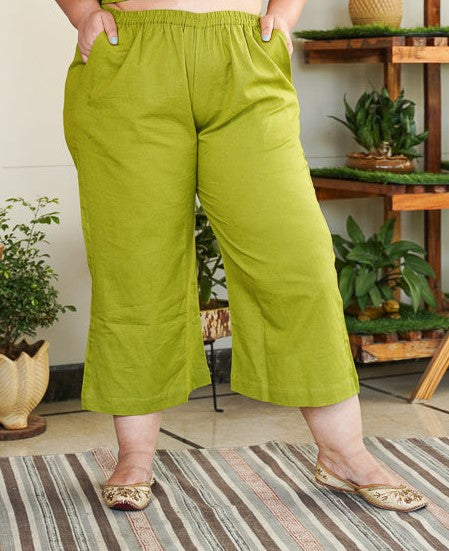 Women's Forest Green Linen Culottes - Nangalia Ruchira