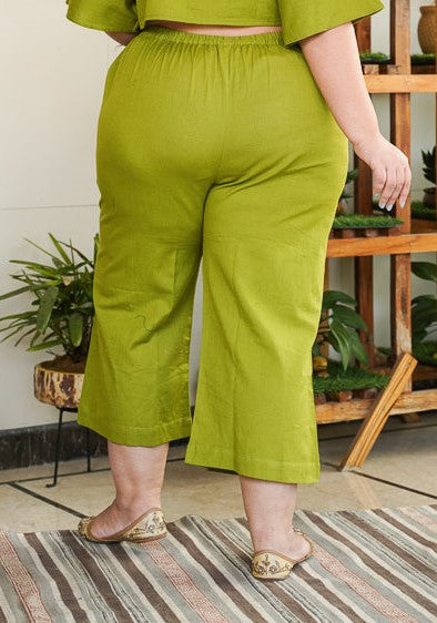 Women's Forest Green Linen Culottes - Nangalia Ruchira