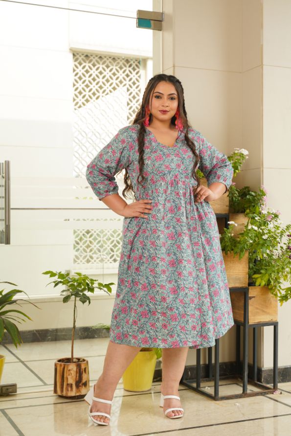 Women's Turq Slit Dress - Nangalia Ruchira
