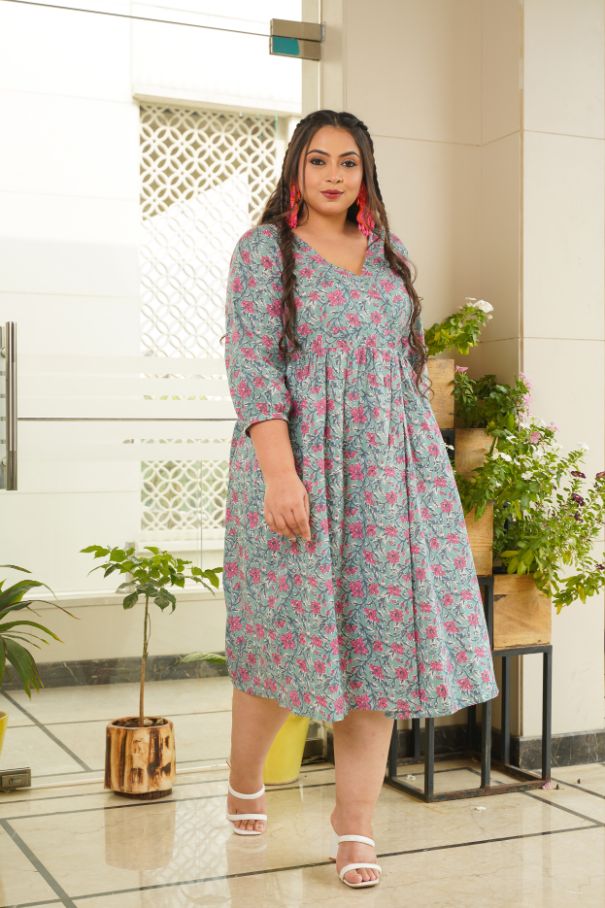 Women's Turq Slit Dress - Nangalia Ruchira