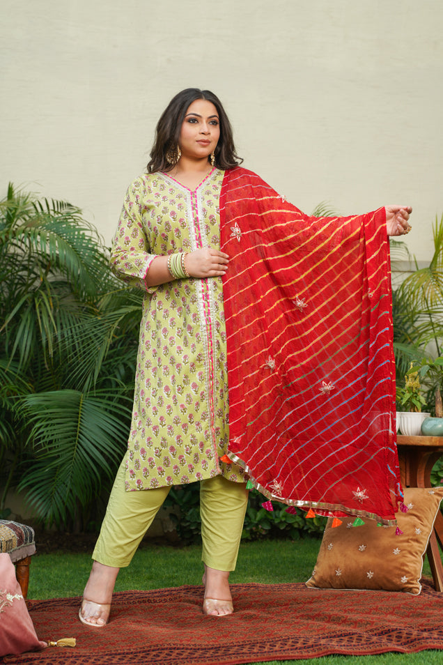Women's Red Leheriya Dupatta ( Only Dupatta) - Nangalia Ruchira